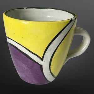 90’s ACOGER Shicali Cerámica Geometric Hand-painted Mug El Salvador Signed